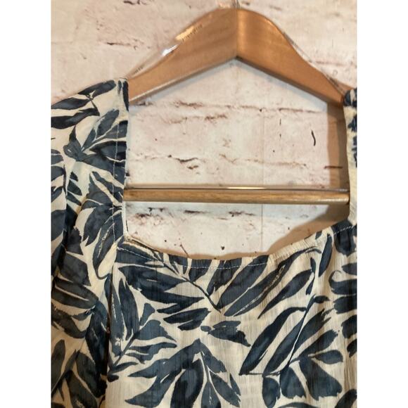 Sophie & Hailee Midi Dress Womens Large Midnight Blue Palm Tree Tropical Print - Picture 5 of 16